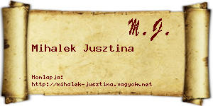 Mihalek Jusztina névjegykártya